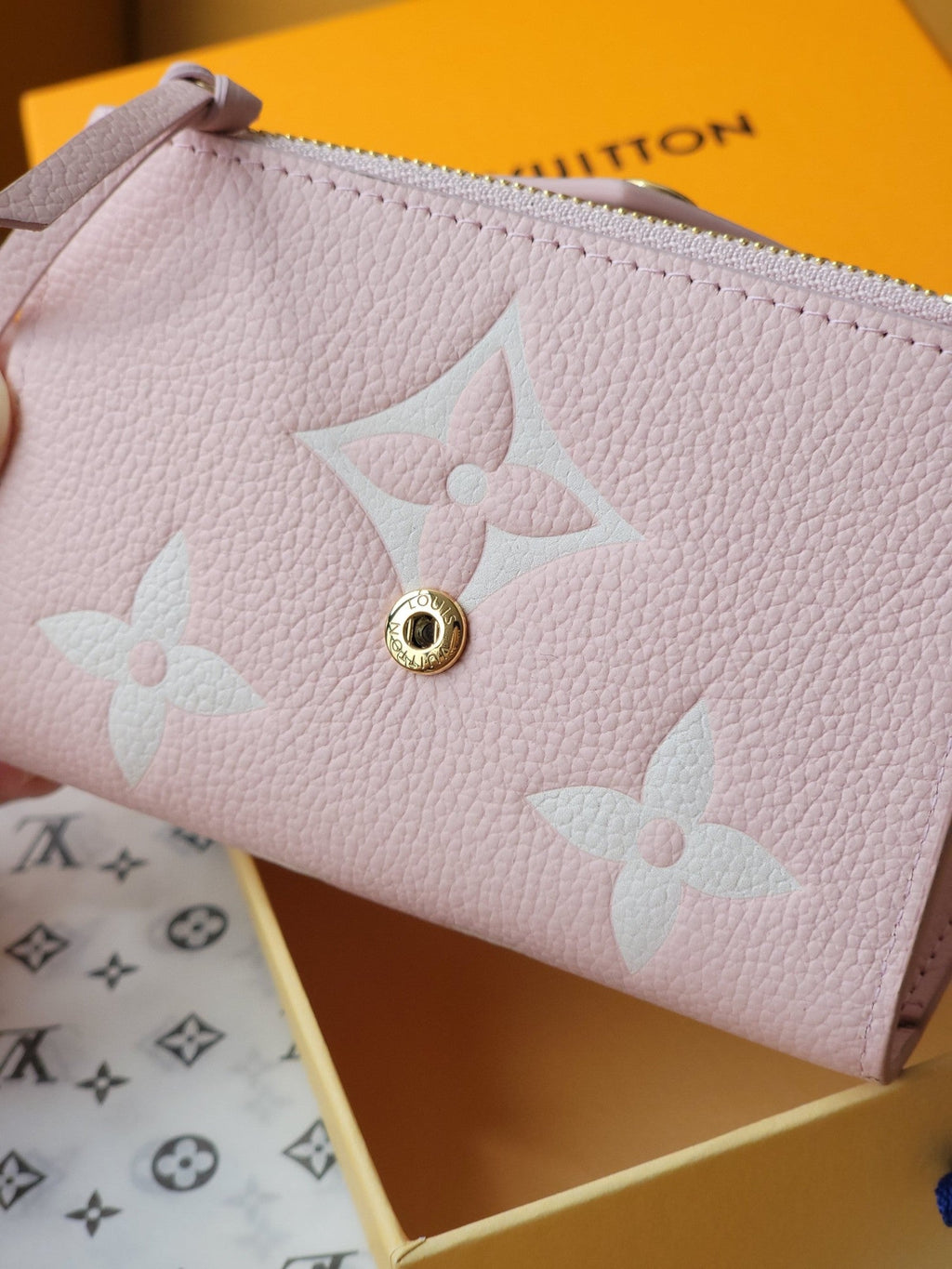 LOUIS VUITTON VICTORINE WALLET 12 IN LIGHT PINK MONOGRAM EMPREINTE CALFSKIN