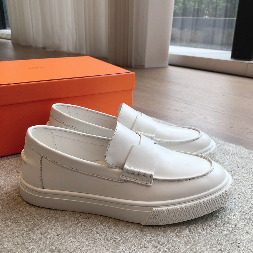 HERMES IKE SLIP-ON SNEAKER WHITE CALFSKIN
