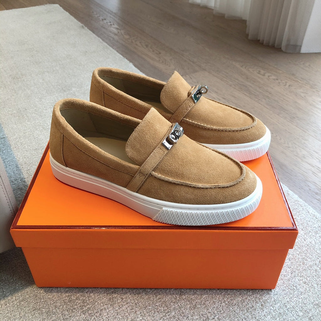 HERMES GAME SLIP-ON SNEAKER CARAMEL SUEDE