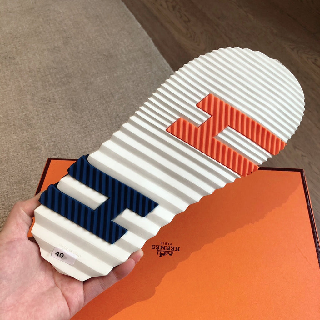HERMES INFRA SANDAL BLACK MIX ORANGE CALFSKIN