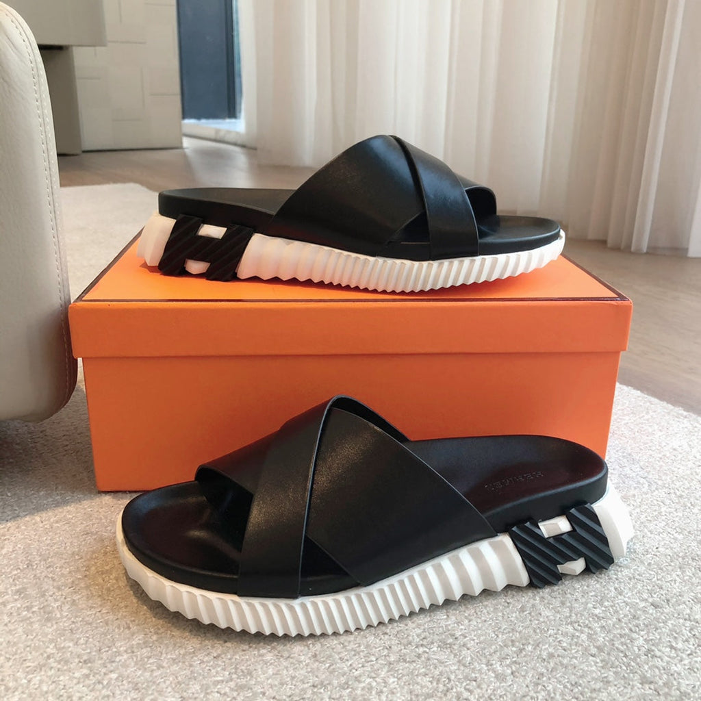 HERMES INFRA SANDAL BLACK CALFSKIN