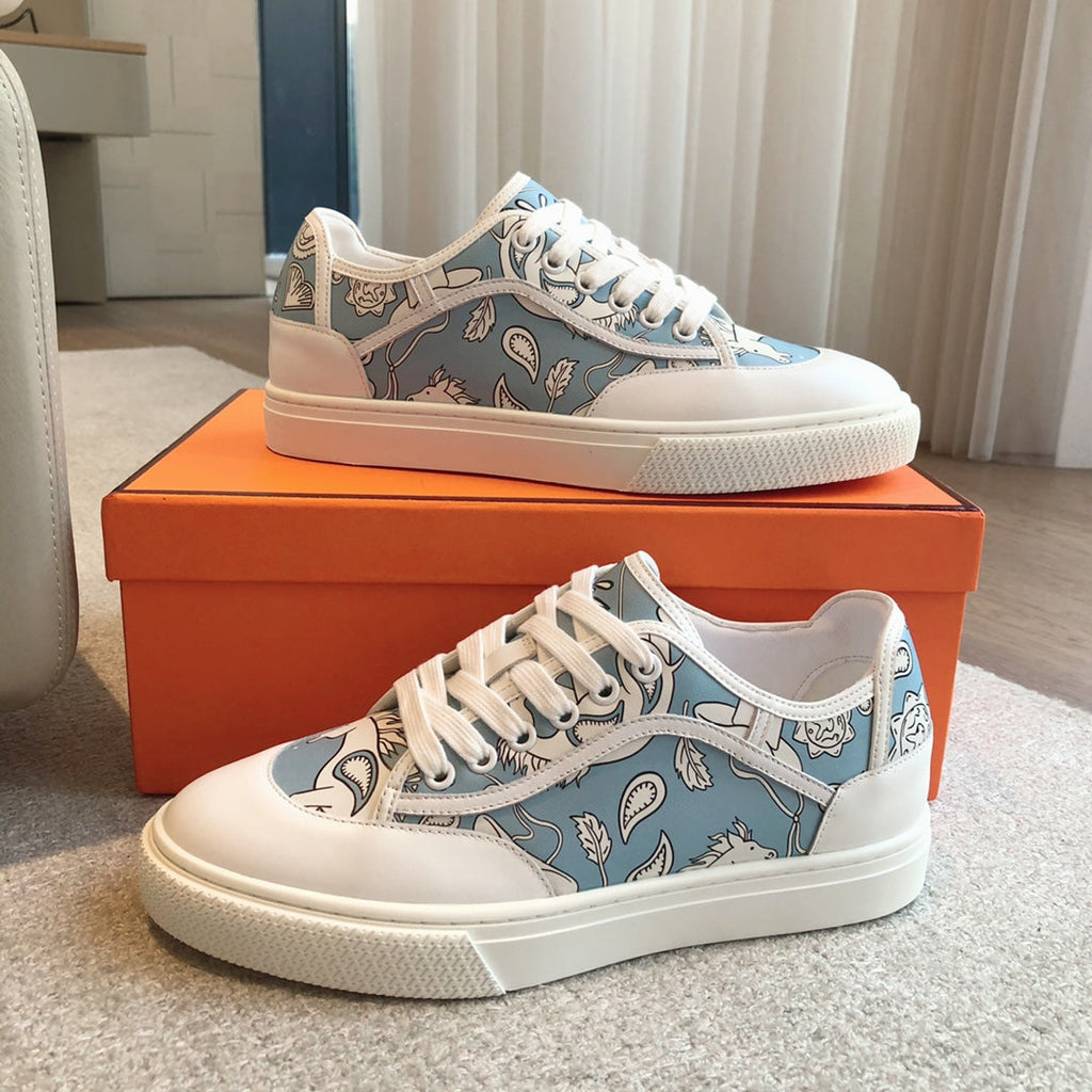 HERMES GET SNEAKER WHITE CALFSKIN WITH SKY MOTIFS