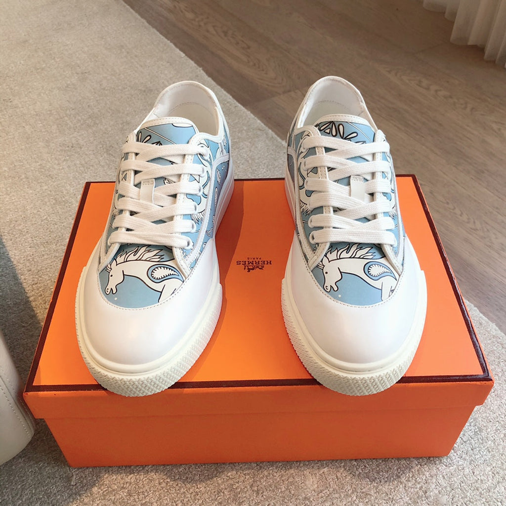 HERMES GET SNEAKER WHITE CALFSKIN WITH SKY MOTIFS