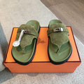 HERMES EMPIRE SANDAL LIGHT ARMY SUEDE