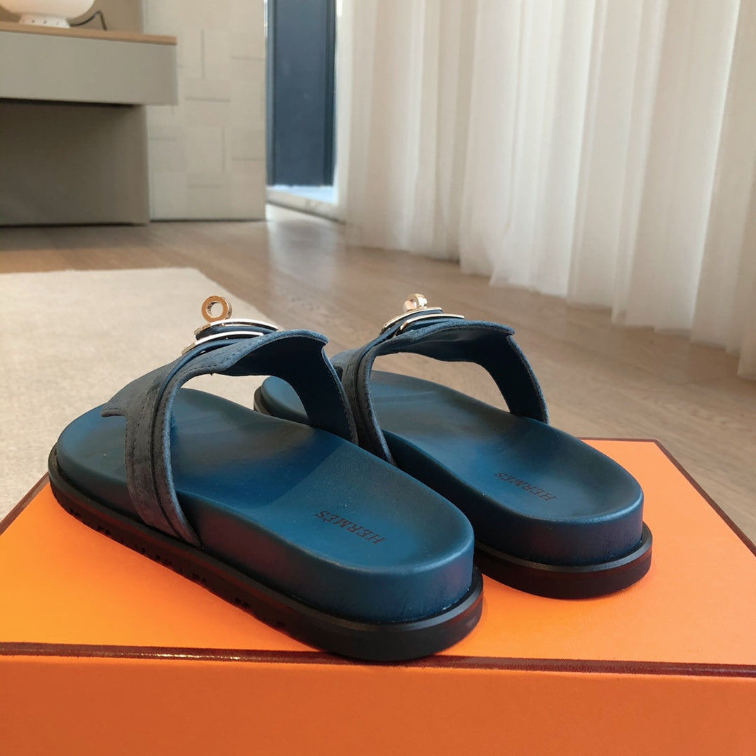 HERMES EMPIRE SANDAL AEGEAN SUEDE