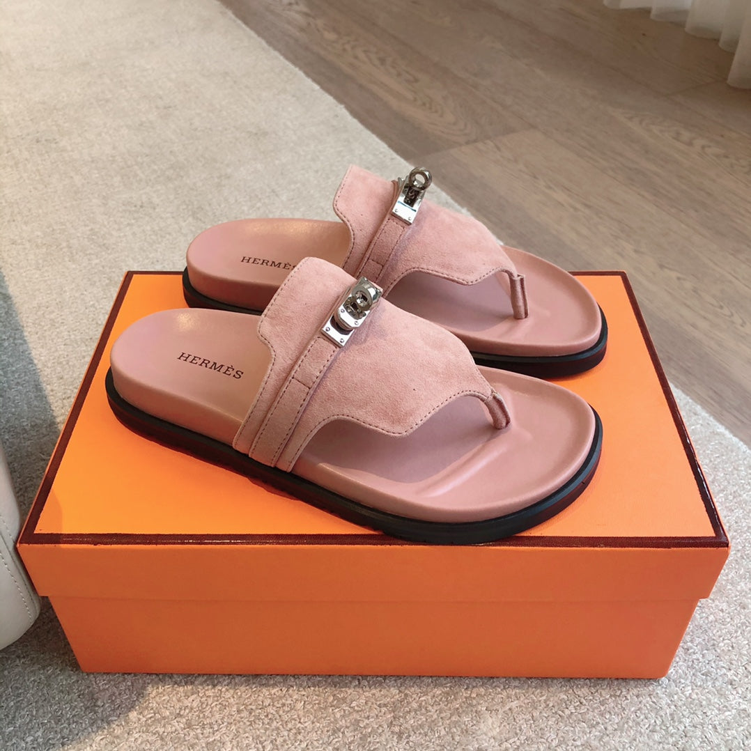 HERMES EMPIRE SANDAL LIGHT PINK SUEDE