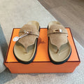 HERMES EMPIRE SANDAL PEANUT SUEDE