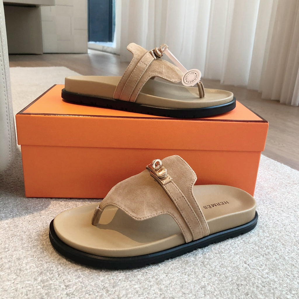 HERMES EMPIRE SANDAL PEANUT SUEDE