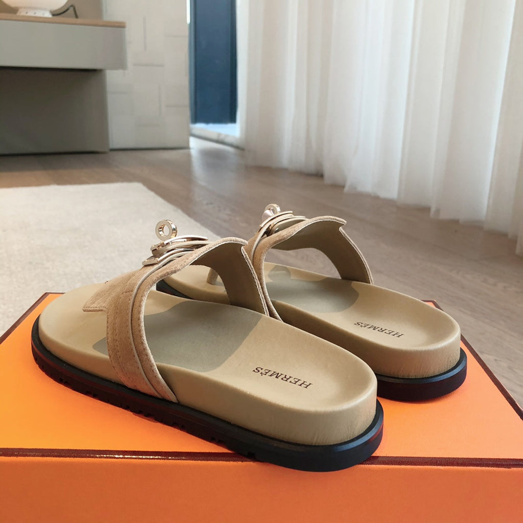 HERMES EMPIRE SANDAL PEANUT SUEDE