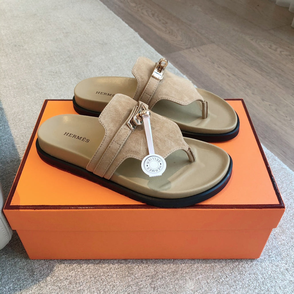 HERMES EMPIRE SANDAL PEANUT SUEDE