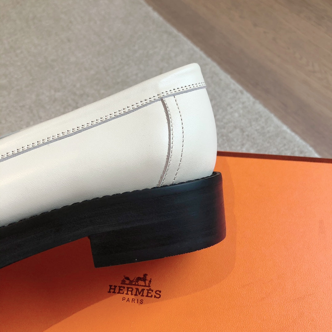 HERMES IMPACT LOAFER 25 WHITE CALFSKIN