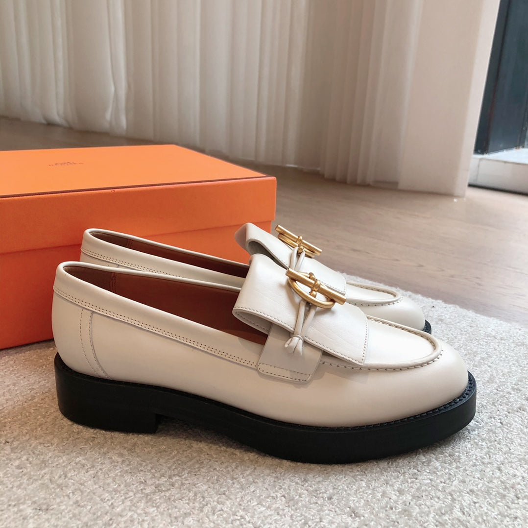 HERMES IMPACT LOAFER 25 WHITE CALFSKIN