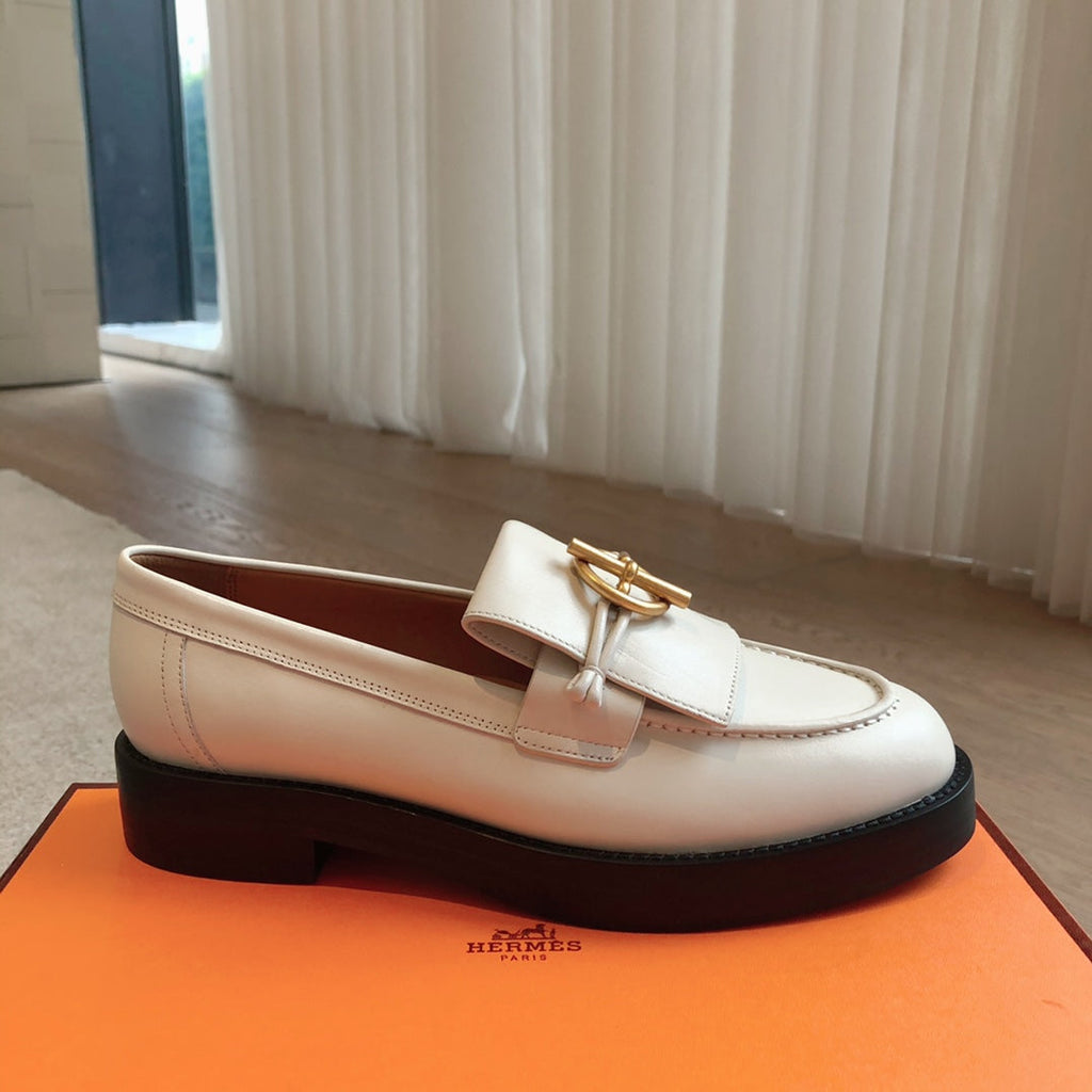 HERMES IMPACT LOAFER 25 WHITE CALFSKIN