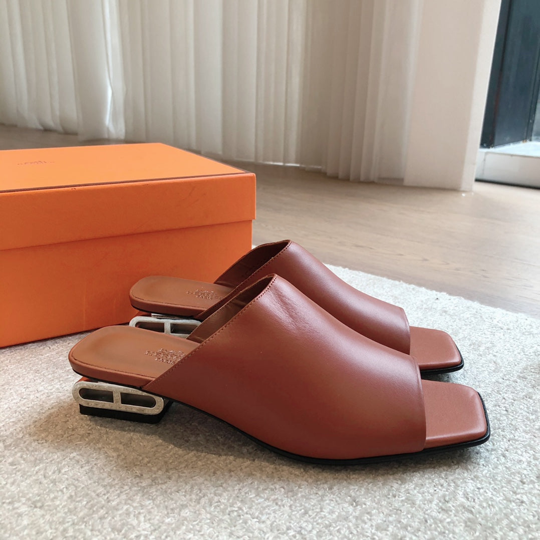 HERMES ICONIQUE 25 SANDAL CARAMEL CALFSKIN