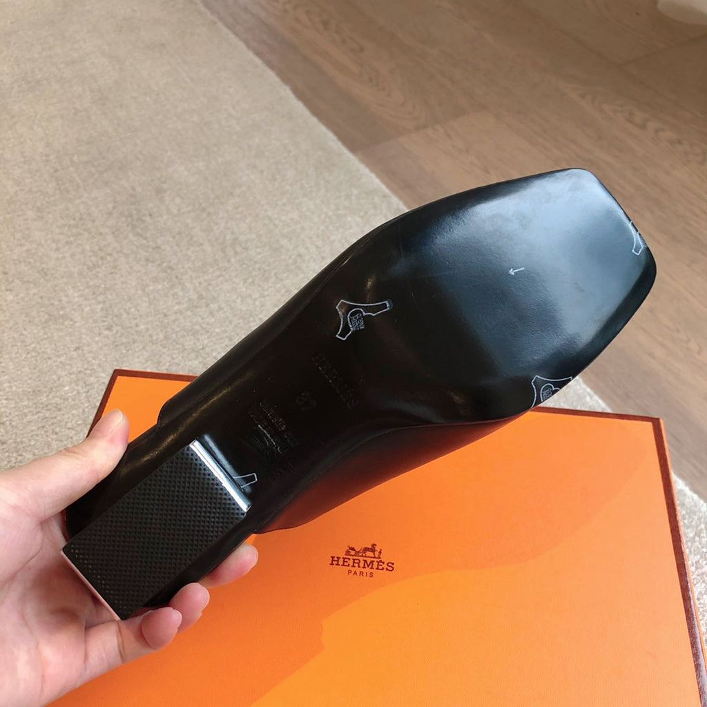 HERMES ICONIQUE 25 SANDAL BLACK CALFSKIN