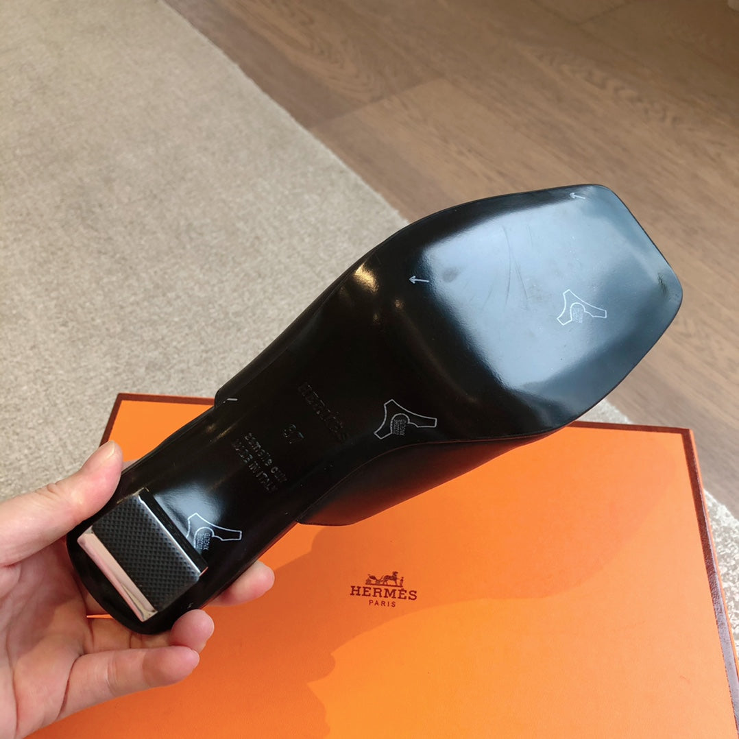 HERMES ICONIQUE 60 SANDAL BLACK CALFSKIN