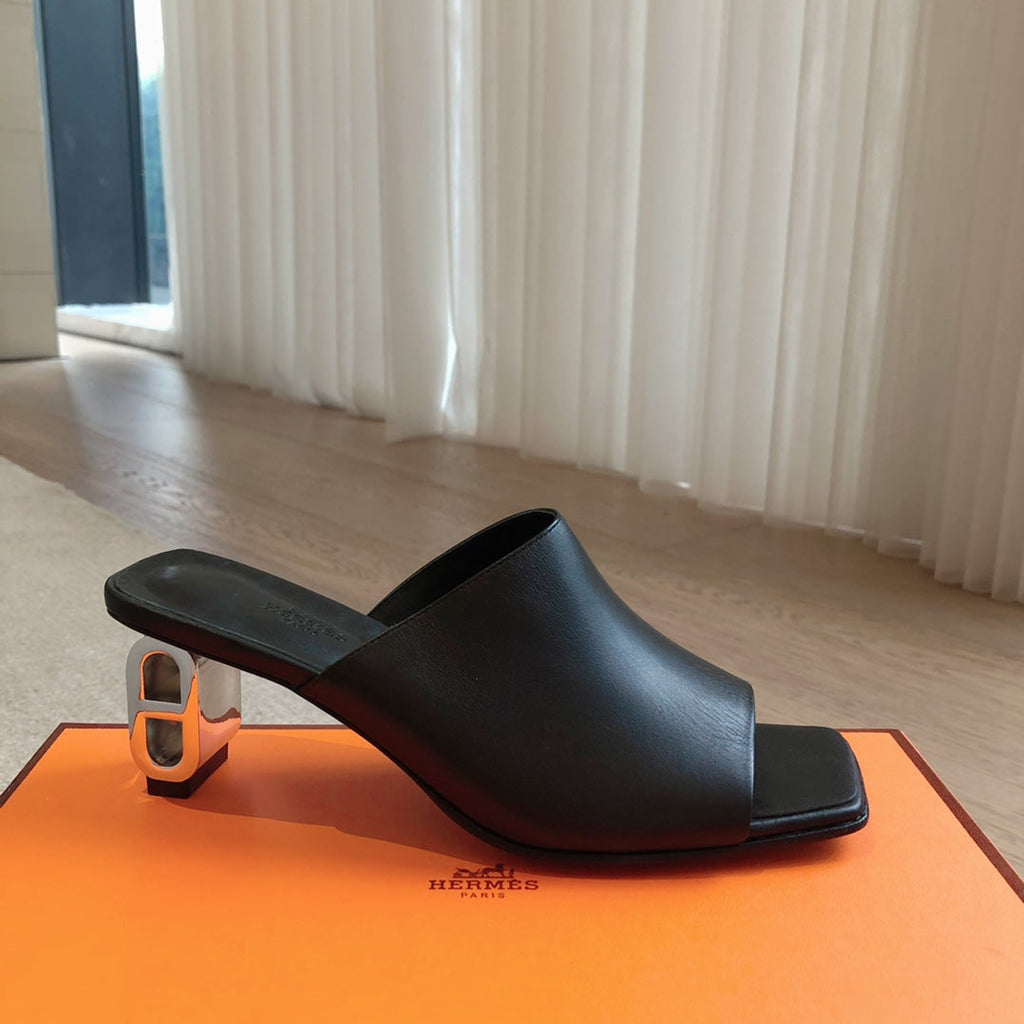 HERMES ICONIQUE 60 SANDAL BLACK CALFSKIN