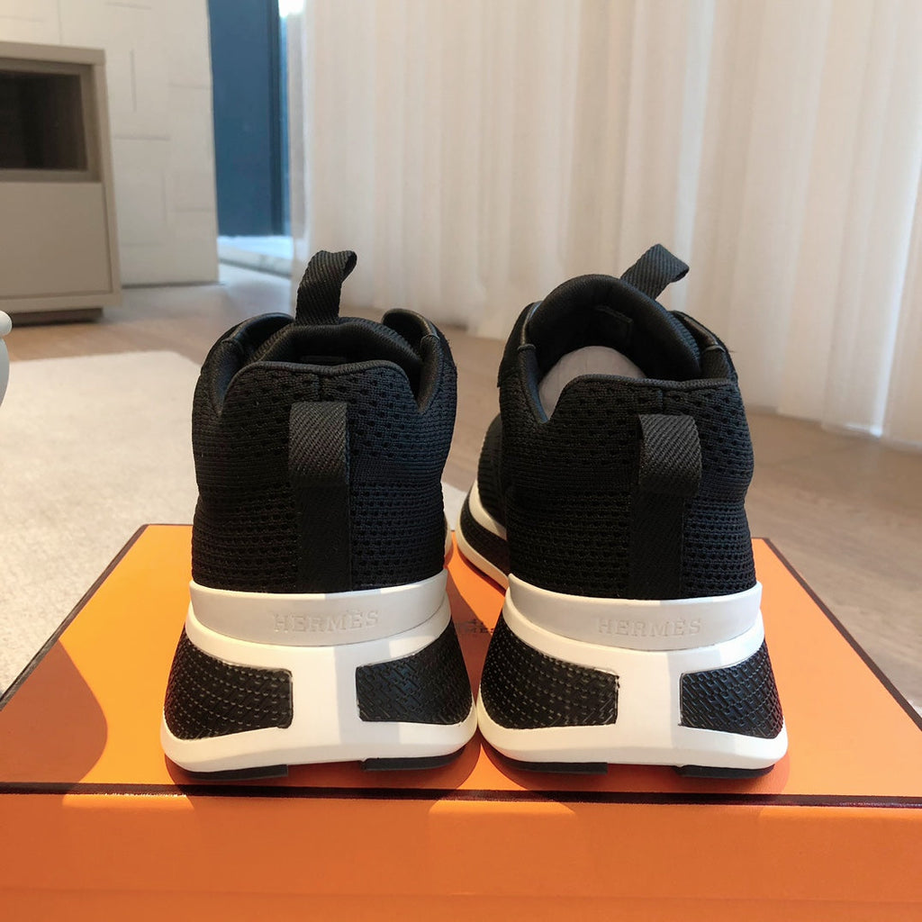 HERMES HEROS SNEAKER IN BLACK BREATHABLE MESH FABRIC