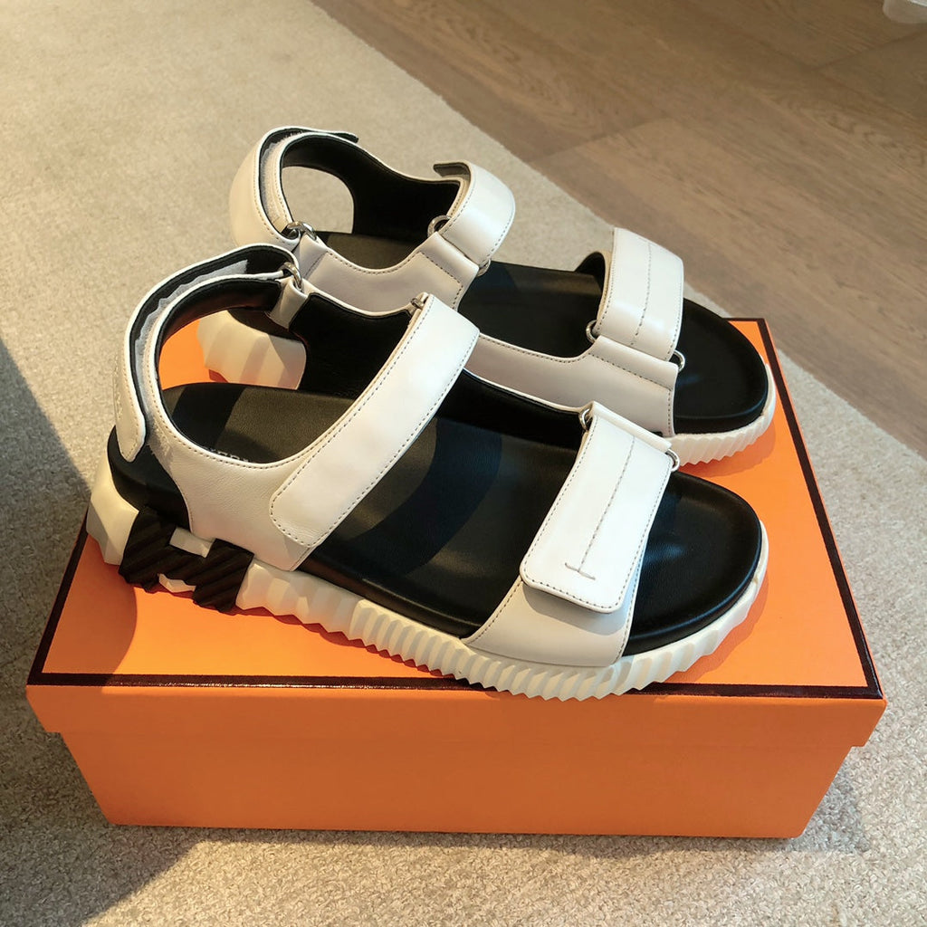 HERMES DAD SANDALS IN WHITE CALFSKIN AND RUBBER