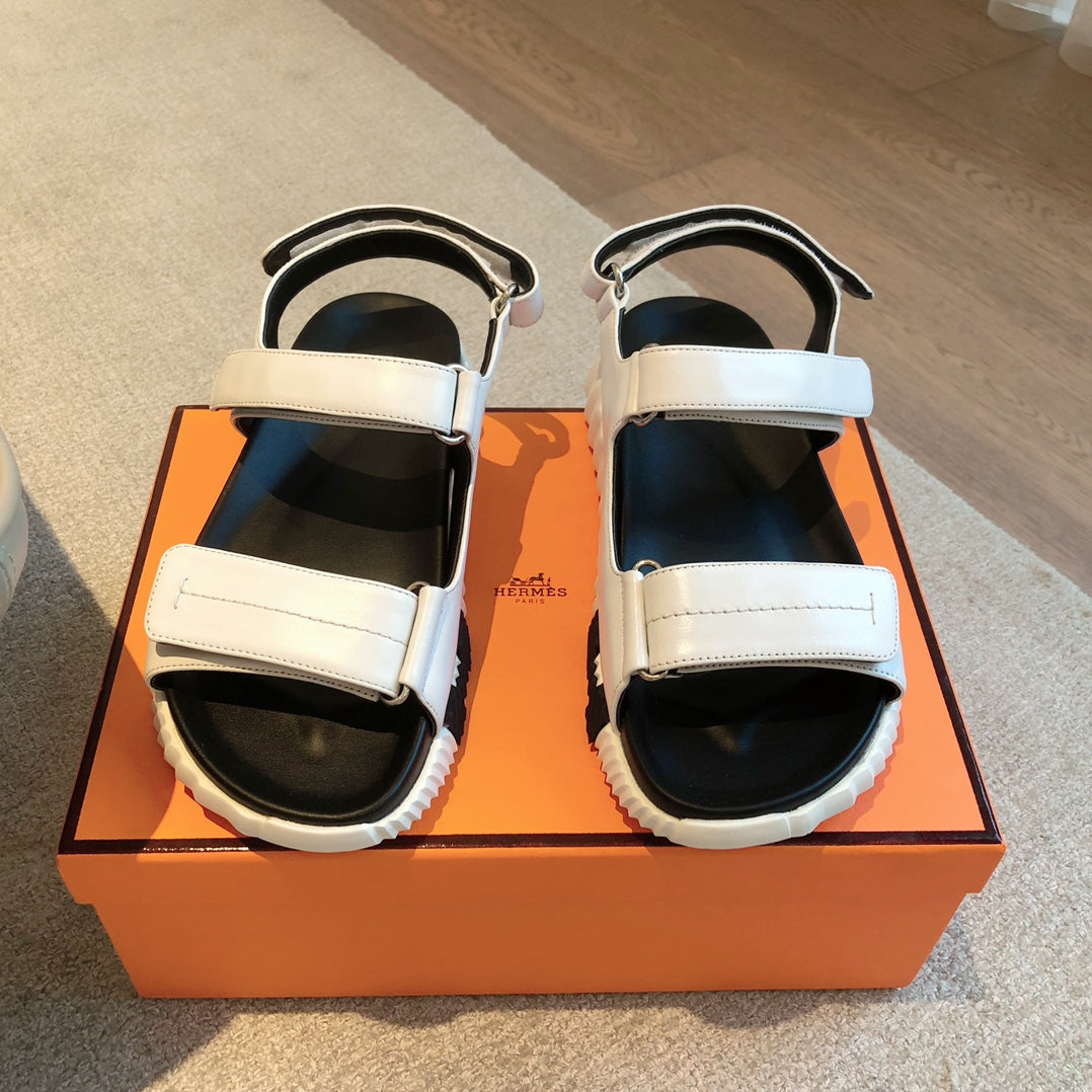 HERMES DAD SANDALS IN WHITE CALFSKIN AND RUBBER