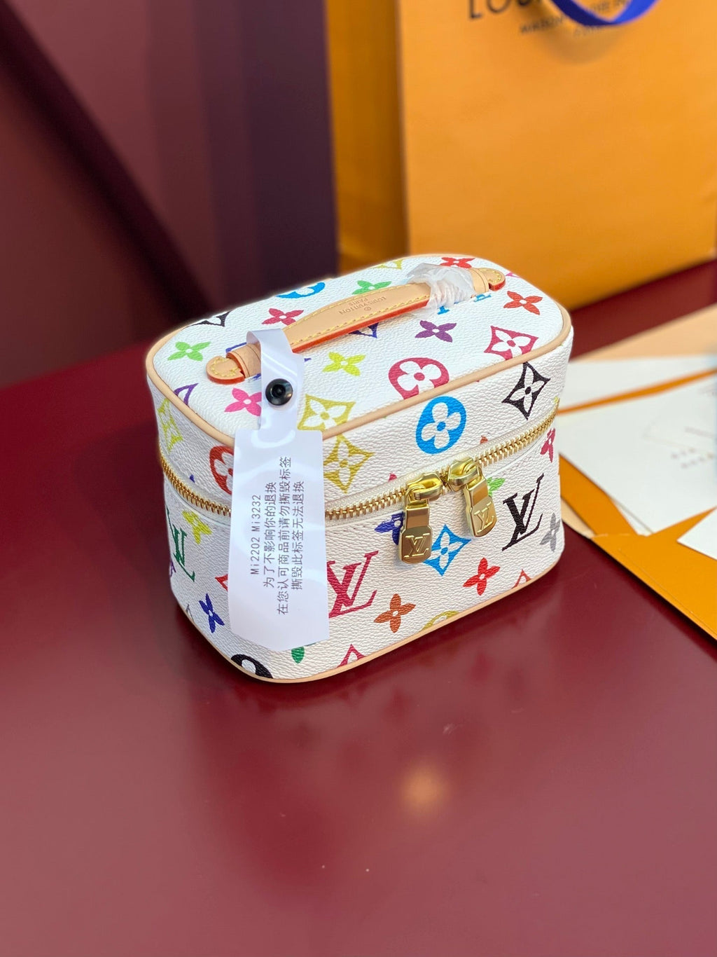 LOUIS VUITTON NICE NANO 14 IN MULTICOLOR MONOGRAM CANVAS GOLD ZIPPER