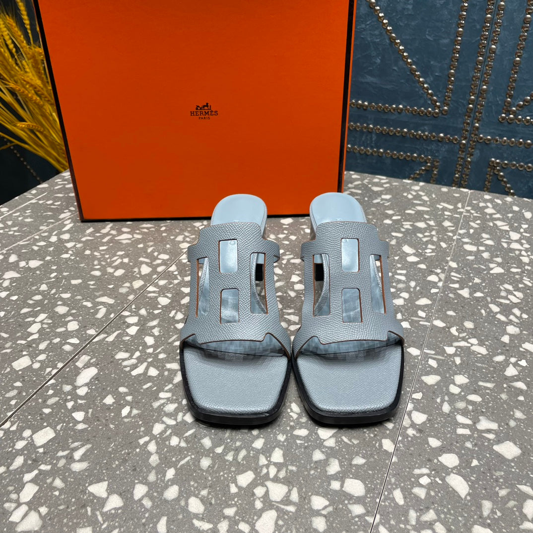 HERMES IZZY 50 MM SANDAL IN POWER BLUE SHEEPSKIN