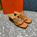 HERMES IZZY 50 MM SANDAL IN BRONZE BROWN SHEEPSKIN
