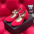 CHANEL HIGH MARY JANE SHOES CHERRY RED WOOL TWEED