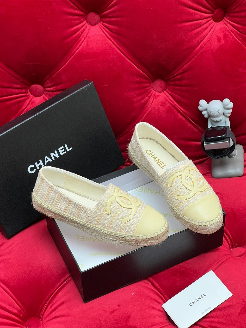 CHANEL WOVEN LOAFERS IN DARK CREAM FABRIC