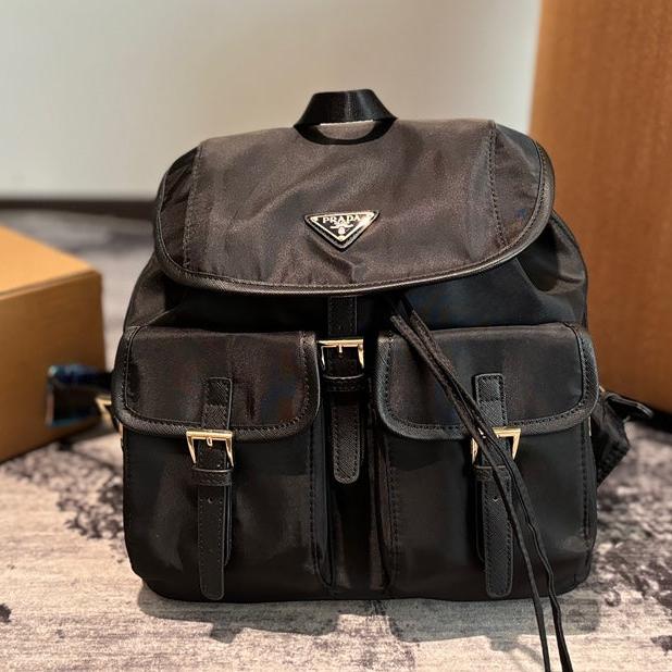 PRADA 32 BACKPACK IN BLACK RE-NYLON