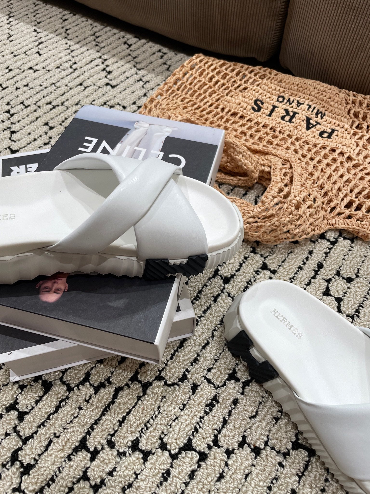HERMES INFRA SANDAL WHITE CALFSKIN