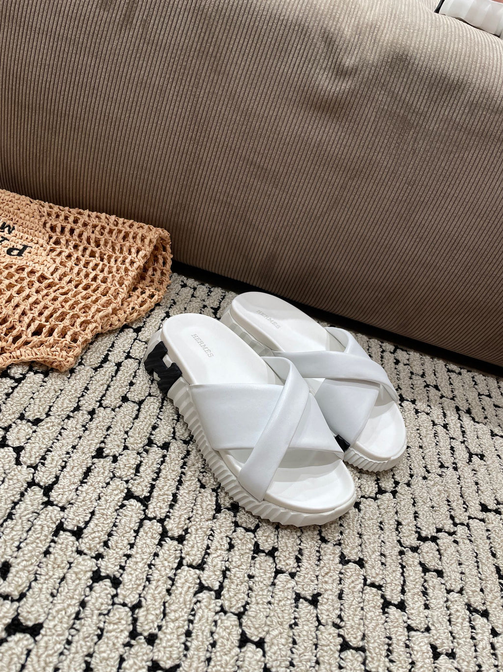 HERMES INFRA SANDAL WHITE CALFSKIN