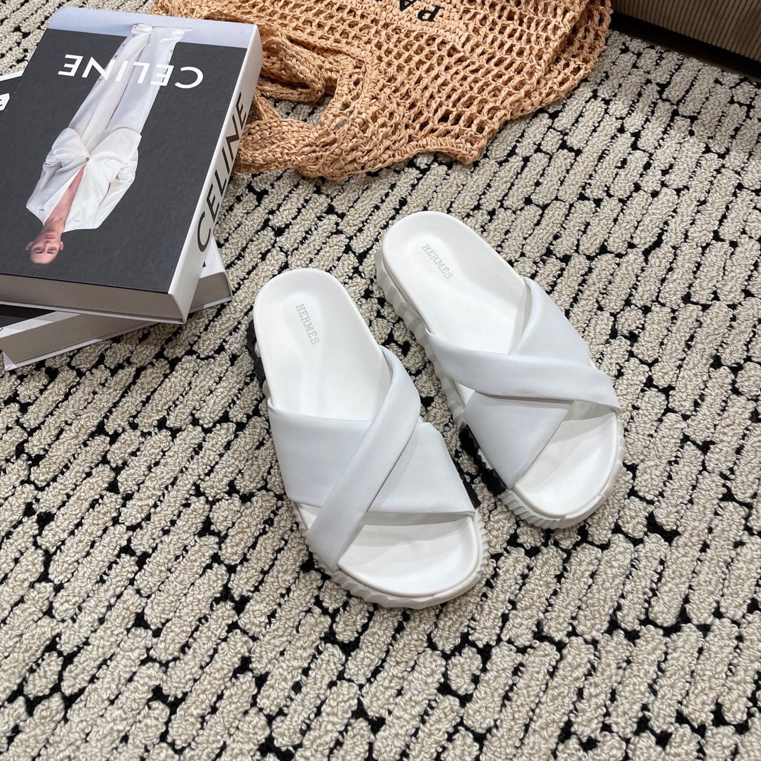 HERMES INFRA SANDAL WHITE CALFSKIN