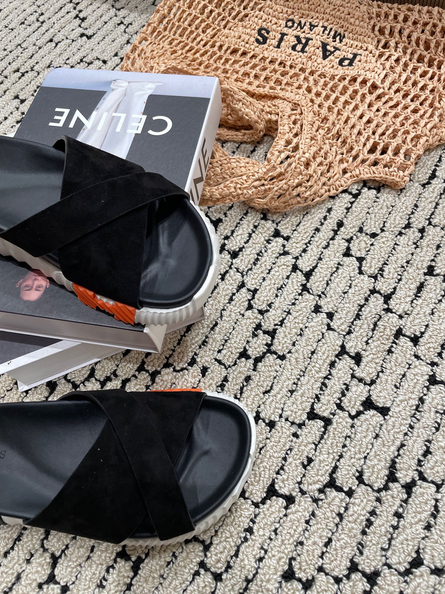 HERMES INFRA SANDAL BLACK SUEDE
