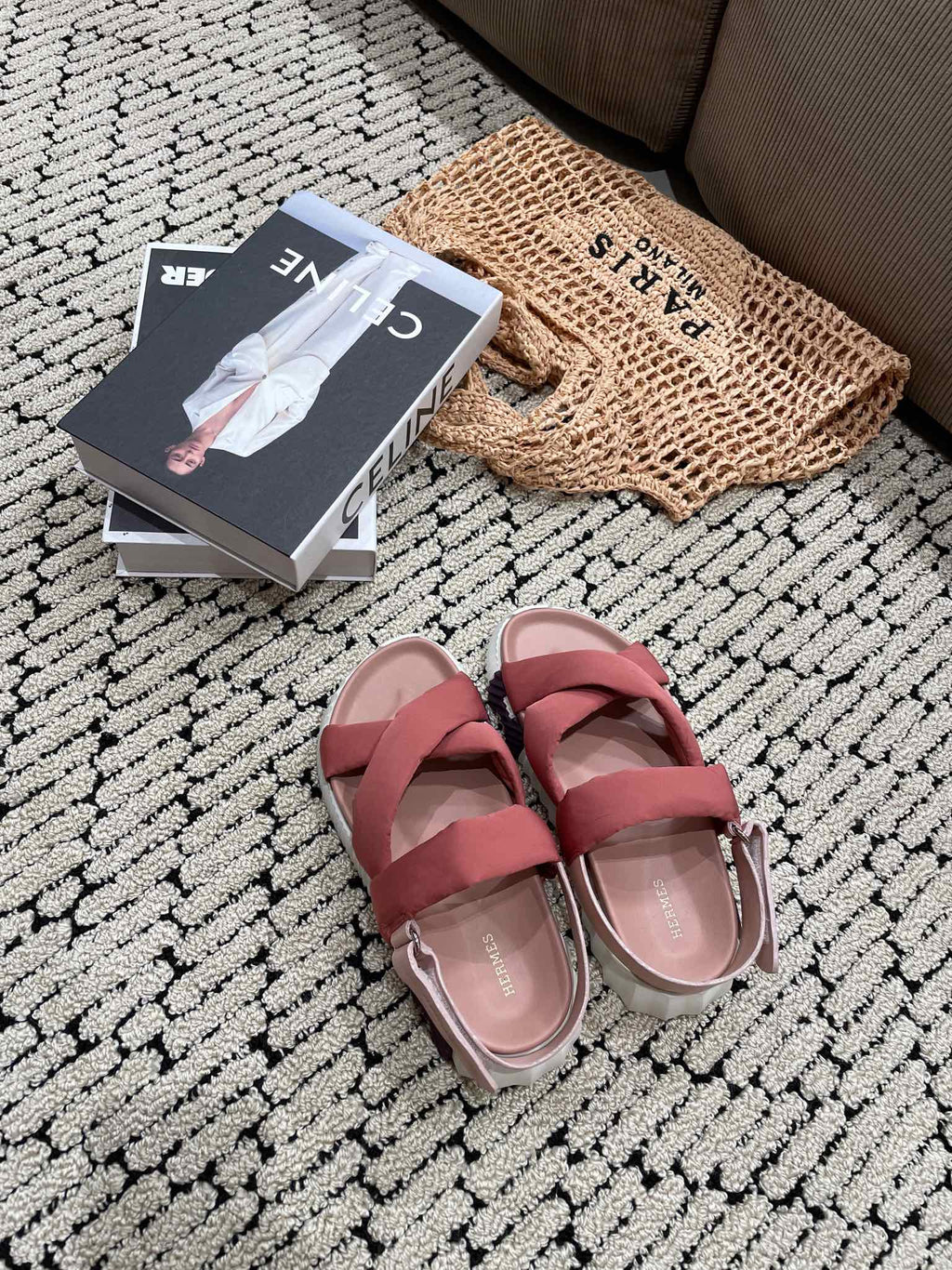 HERMES ELECTRIC SANDAL ROUGE CALFSKIN