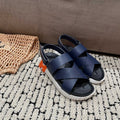 HERMES ELECTRIC SANDAL BLACK MIX NAVY CALFSKIN