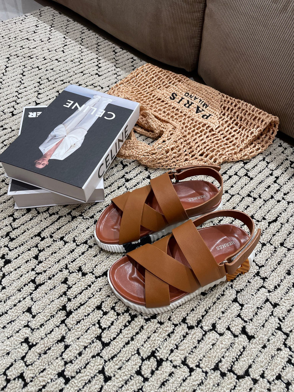 HERMES ELECTRIC SANDAL CHOCOLATE CALFSKIN