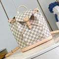 LOUIS VUITTON MONTSOURIS BACKPACK PM 30 IN WHITE GREY CHECKERBOARD PATTERN DAMIER AZUR COATED CANVAS