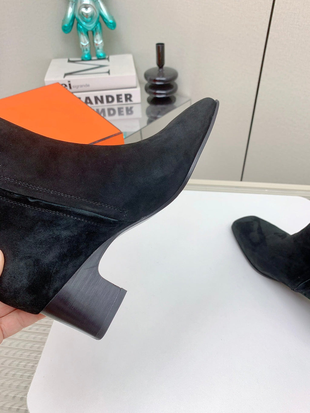HERMES WOMEN'S NEO ANKLE BOOT IN BLACK SUEDE