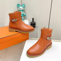 HERMES BOTINES HISTORY BOOTS IN SALAMANDER ORANGE CALFSKIN