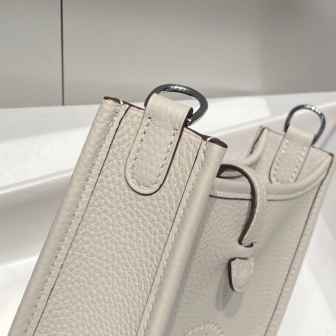 HERMES MINI NEO 18 EVELYNE BAG IN GREY GRAINED CALFSKIN