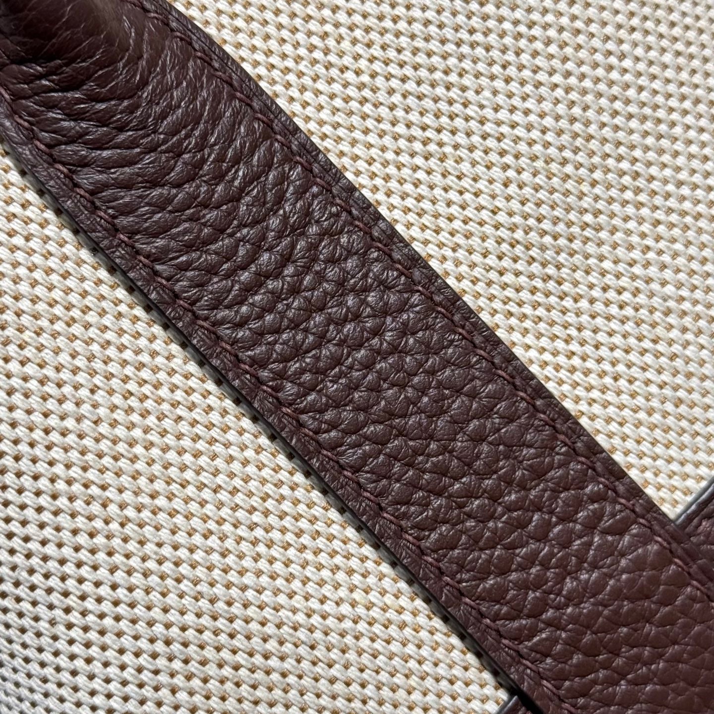 HERMES GARDEN PARTY 23CM IN BEIGE TOILETS COTTON CANVAS AND DARK BROWN CALFSKIN