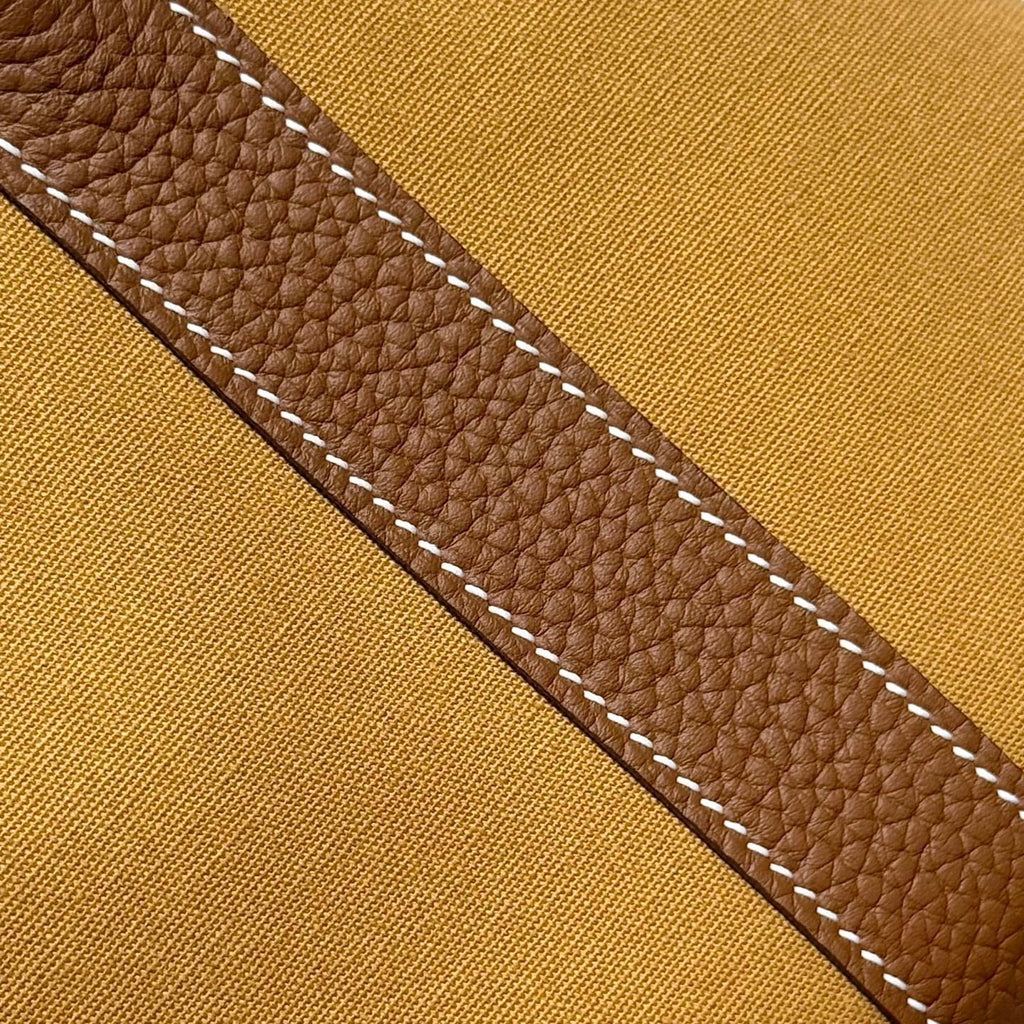HERMES GARDEN PARTY 30CM IN DUNE MAGNOLIA TOILETS COTTON CANVAS AND BROWN CALFSKIN