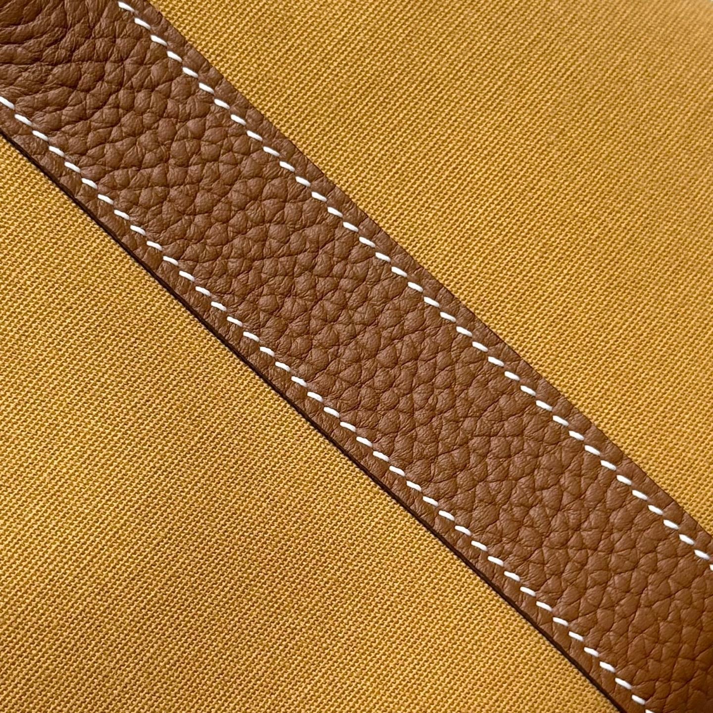 HERMES GARDEN PARTY 30CM IN DUNE MAGNOLIA TOILETS COTTON CANVAS AND BROWN CALFSKIN