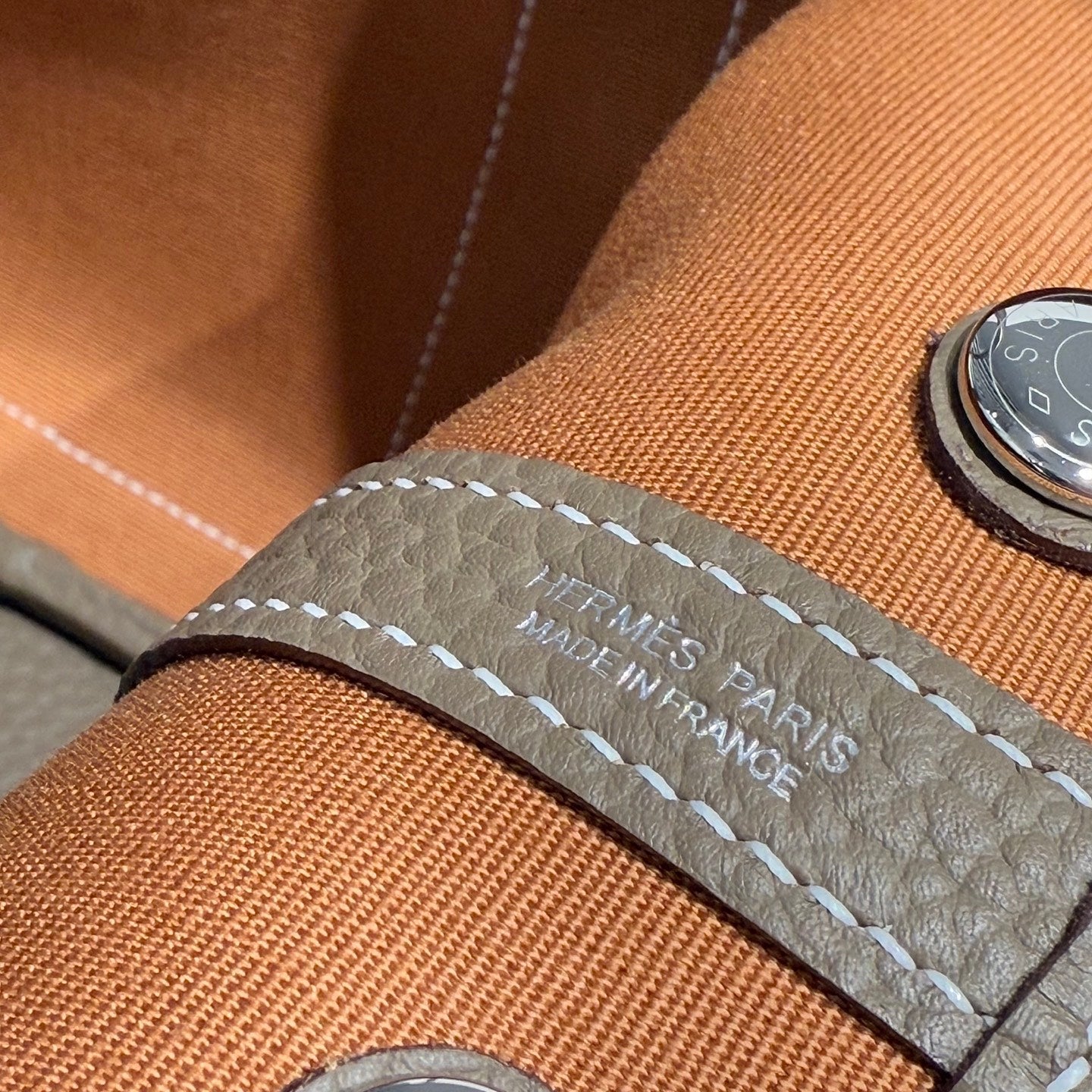 HERMES GARDEN PARTY 30CM IN BROWN TOILETS COTTON CANVAS AND TOGO ETOUPE CALFSKIN