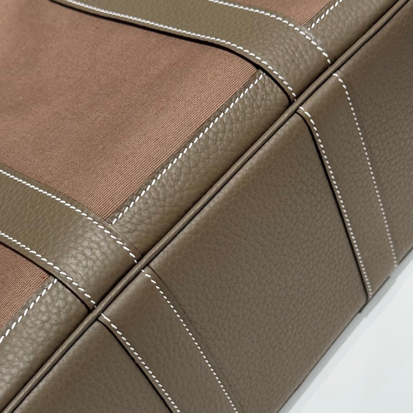 HERMES GARDEN PARTY 30CM IN BROWN TOILETS COTTON CANVAS AND TOGO ETOUPE CALFSKIN