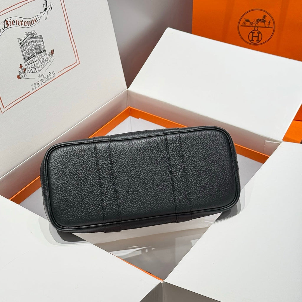 HERMES GARDEN PARTY 30CM IN BLACK TOILETS COTTON CANVAS AND CALFSKIN
