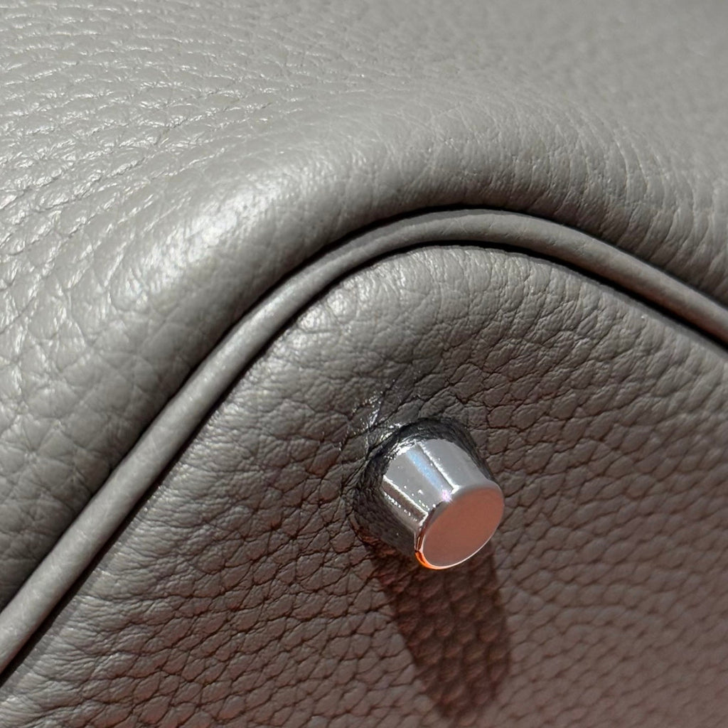 HERMES PICOTIN LOCK 22 IN GREY ETAIN CALFSKIN SILVER HARDWARE