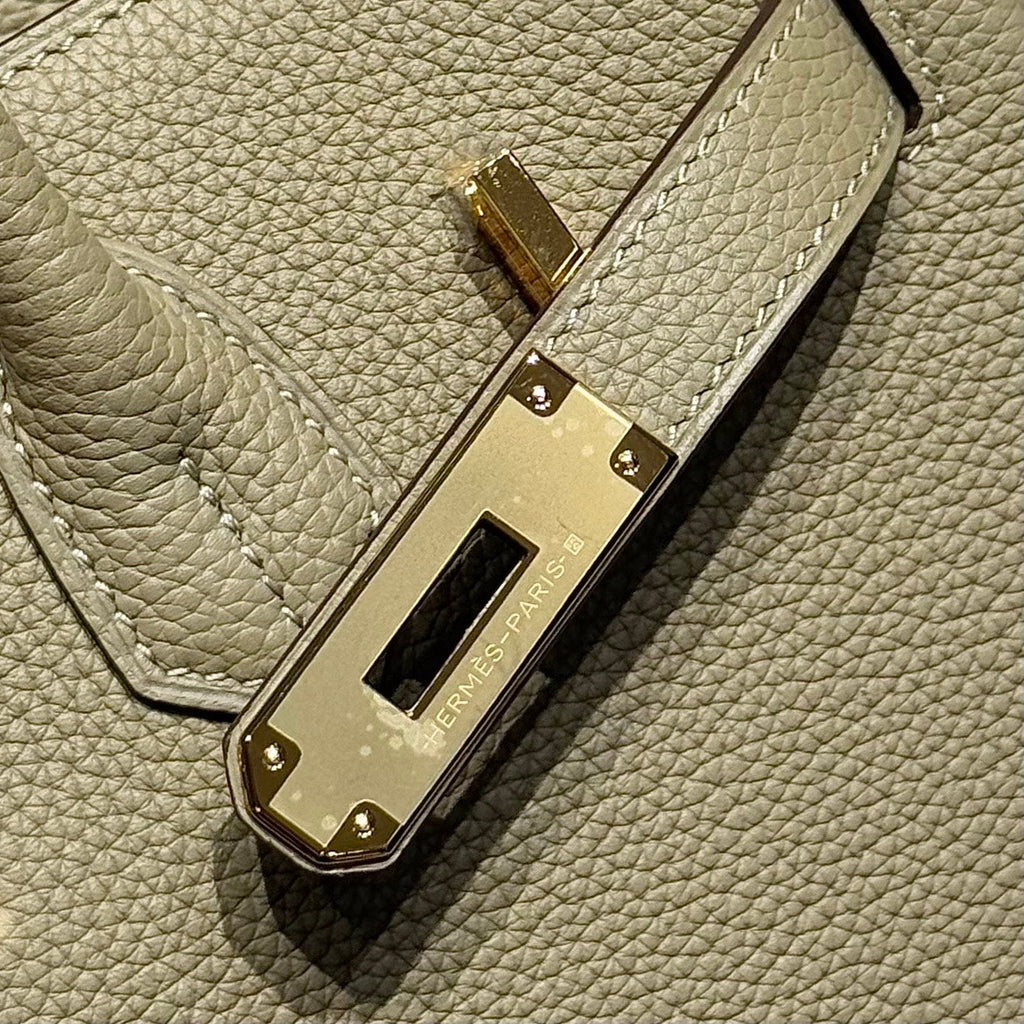 HERMES 25S  BIRKIN 30 IN CROMWELL GRAY CALFSKIN GOLD HARDWARE