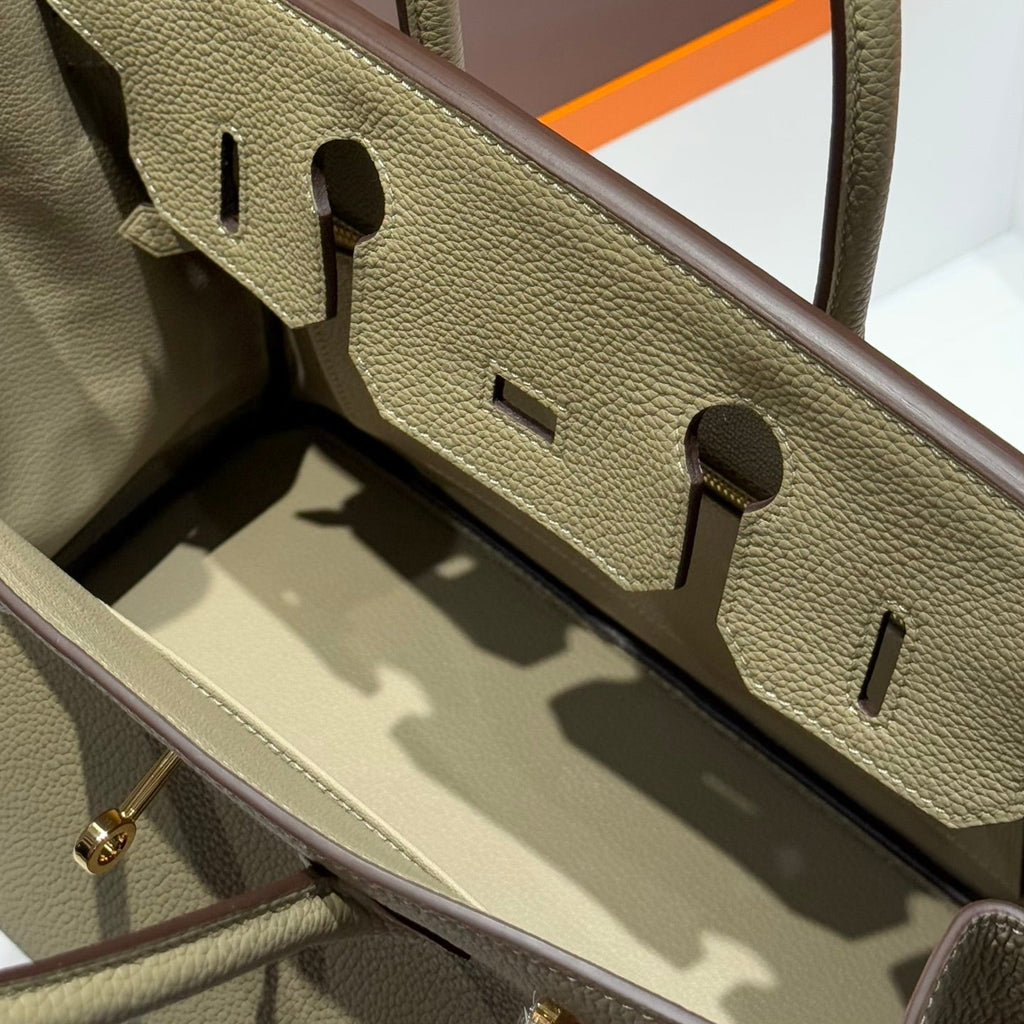 HERMES 25S  BIRKIN 30 IN CROMWELL GRAY CALFSKIN GOLD HARDWARE